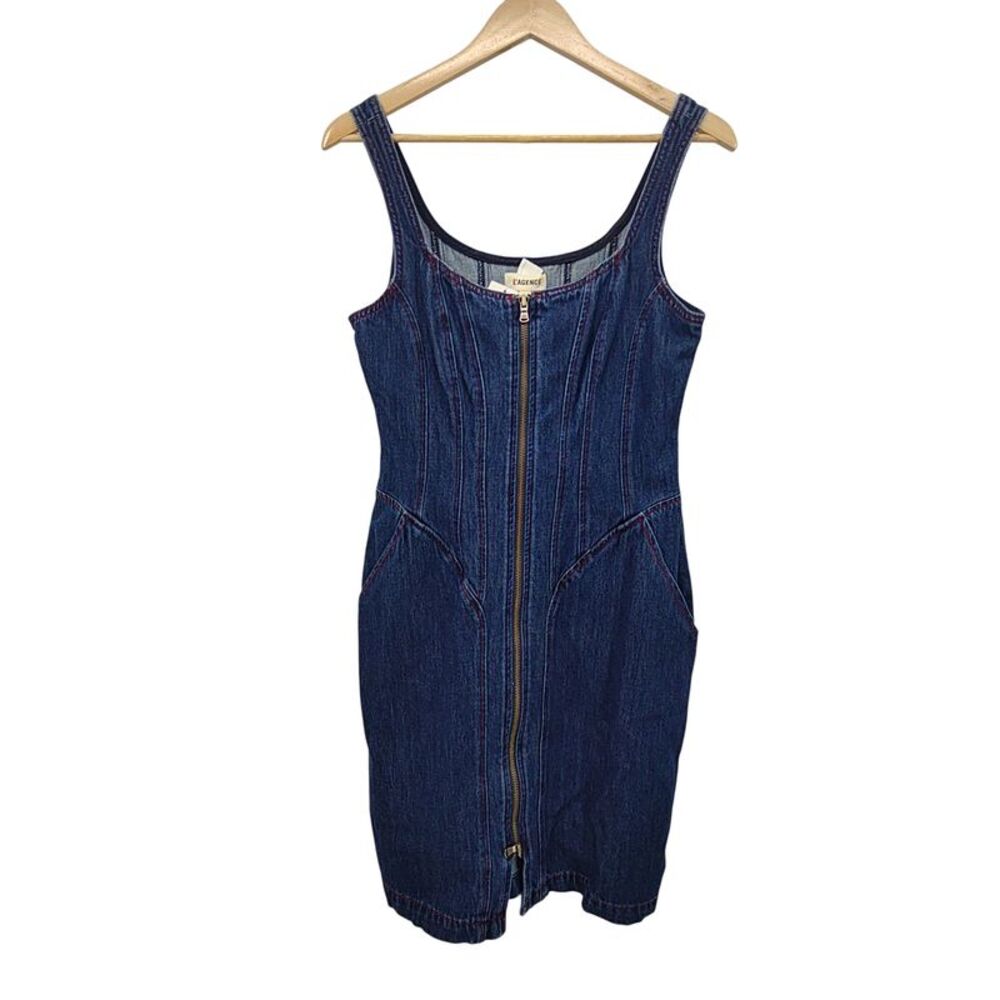L'agence Jaxyn Corset Zip Dress Blue 6